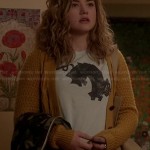 Jo’s cat tee and yellow cardigan on Twisted