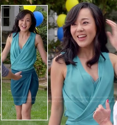 Karen’s blue two tone wrap dress on Mistresses