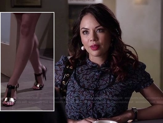 Mona's black and gold shoes on PLL