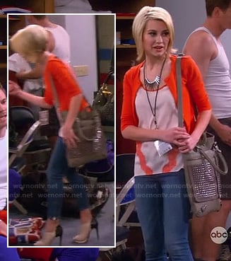 Rileys top with orange lace stripes and contrast ankle booties on Baby Daddy