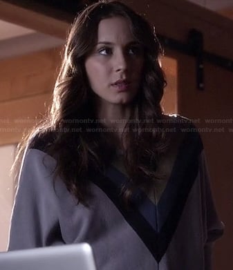 Spencer’s chevron/triangle colorblock sweater on Pretty Little Liars