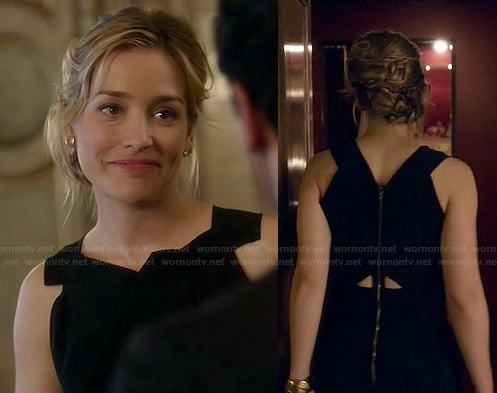Annie’s black gown with back cutouts and zip on Covert Affairs