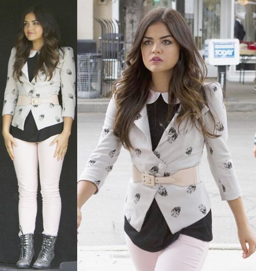 Aria's skull print blazer on PLL