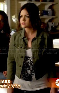 Aria's zebra top on PLL