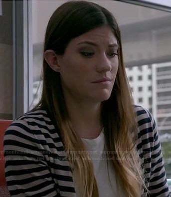 Debra’s black and white striped cardigan on Dexter