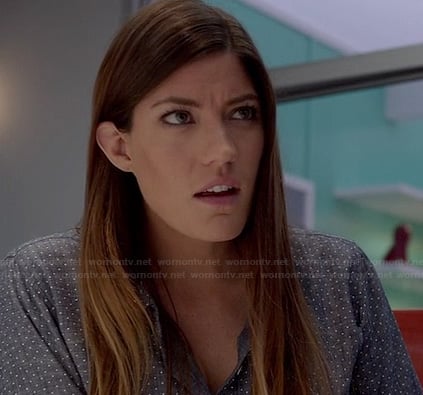 Debra’s chambray polka dot shirt on Dexter