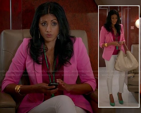 Divya’s pink blazer on Royal Pains