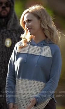 Jenna’s blue mesh hoodie on Wilfred