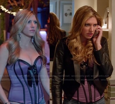 Josslyn’s purple corset and leather jacket on Mistresses
