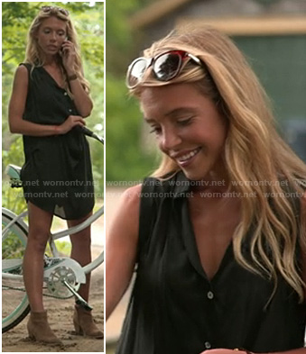 Katie’s black shirtdress and ankle boots on The Vineyard