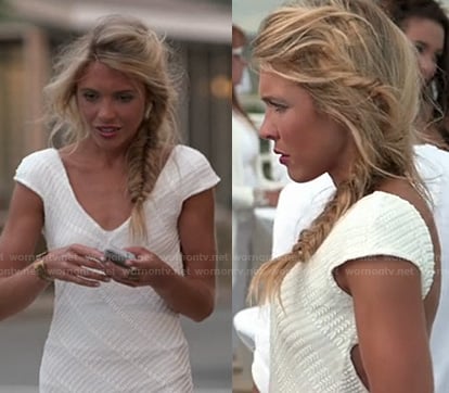 Katie’s white backless dress at the white party on The Vineyard