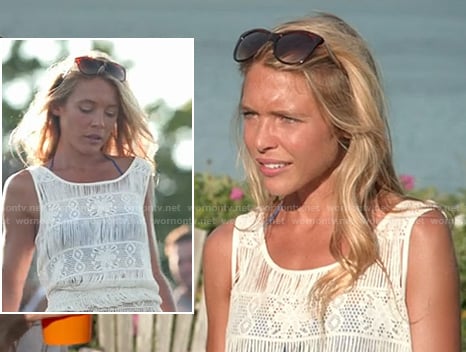 Katie’s white crochet top on The Vineyard