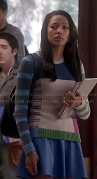 Lacey’s blue colorblock and striped sweater on Twisted