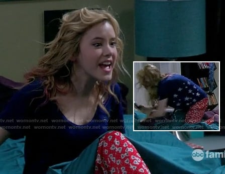 Lennox’s red heart pajama pants on Melissa and Joey