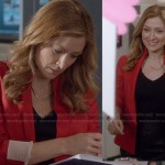 Maura’s red blazer and curved bar necklace on Rizzoli and Isles