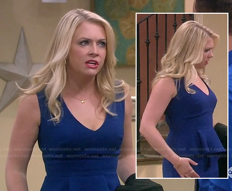 Mel’s blue peplum dress on Melissa and Joey
