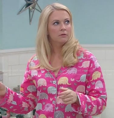 Mel’s pink elephant pajamas on Melissa and Joey