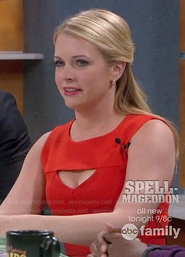 Mel’s orange cutout dress on Melissa and Joey