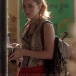 Phoebe’s snakeskin printed vest and black spiked backpack on Twisted