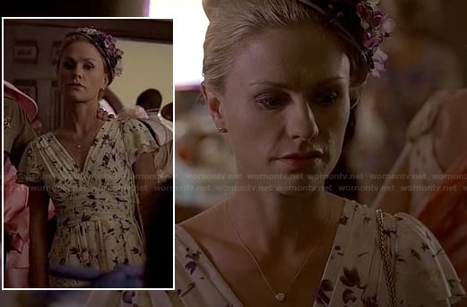 Sookie's floral pleated church dress on True Blood