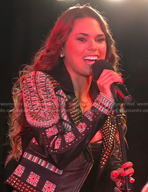 Sophi’s studded leather jacket on The Vineyard