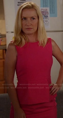 Rose (Angela Kinsey)’s pink peplum dress on New Girl