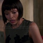 Camille’s grey and black lace detail dress on Bones