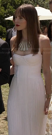 Charlotte's white pleated bustier maxi dress on Revenge
