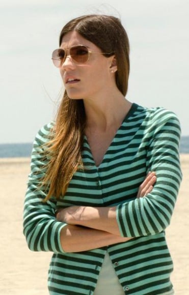 Debra's green striped cardigan on Dexter