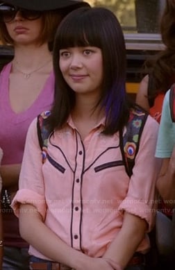 Grace’s peach-pink western shirt on Camp
