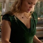 Julia’s green pleated v-neck dress on Parenthood