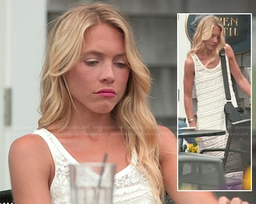 Katie’s white lace maxi dress on The Vineyard