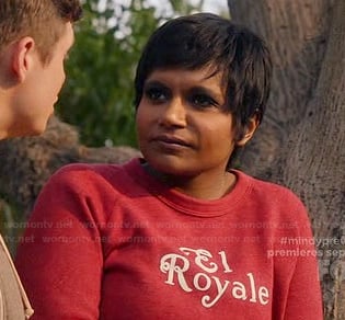 Mindy's red El Royale Sweatshirt on The Mindy Project