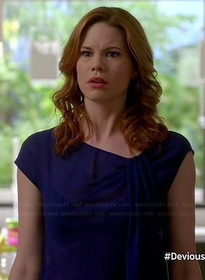 Peri’s blue asymmetric draped top on Devious Maids