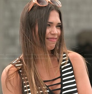 Sophi’s black and white striped crop top on The Vineyard