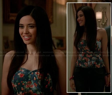 Valentina’s floral strapless peplum top on Devious Maids