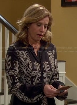 Vanessa’s black and white peasant style blouse on Last Man Standing