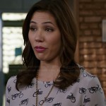Angela’s motorbike print top on Bones