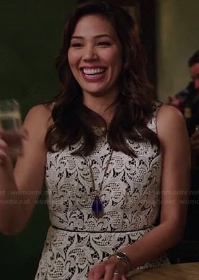 Angela’s white lace peplum top on Bones