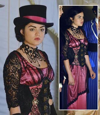 Lucy Hale's pink halloween costume on PLL 2013