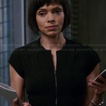 Camille’s black zip front dress on Bones