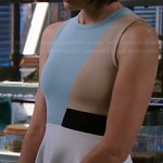 Camille’s blue colorblock peplum top on Bones