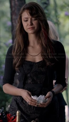Elena’s black lace bustier dress on The Vampire Diaries