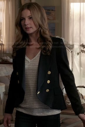 Emily's black blazer with gold buttons on Revenge