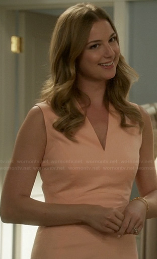 Emily’s peach orange v-neck dress on Revenge
