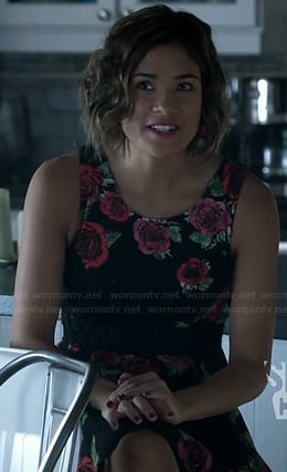 Heather's black floral dress on BATB