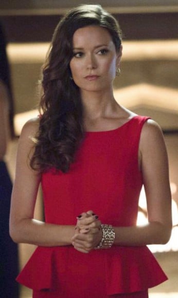 Summer Glau's red peplum gown on Arrow