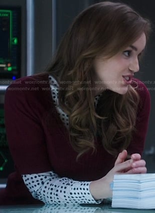 Jemma’s white polka dot print shirt on Agents of SHIELD