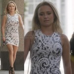 Juliette’s white printed bodycon dress on Nashville