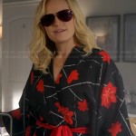 Kate’s black and red flower print robe on Trophy Wife